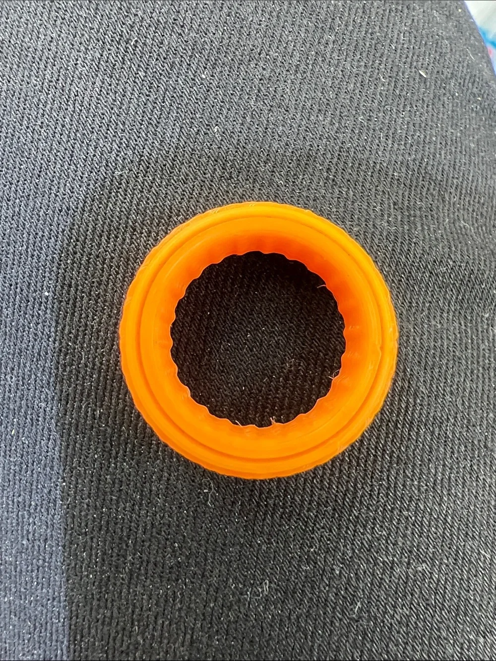 Men's Orange Silicone Ring with Textured Chain Design
